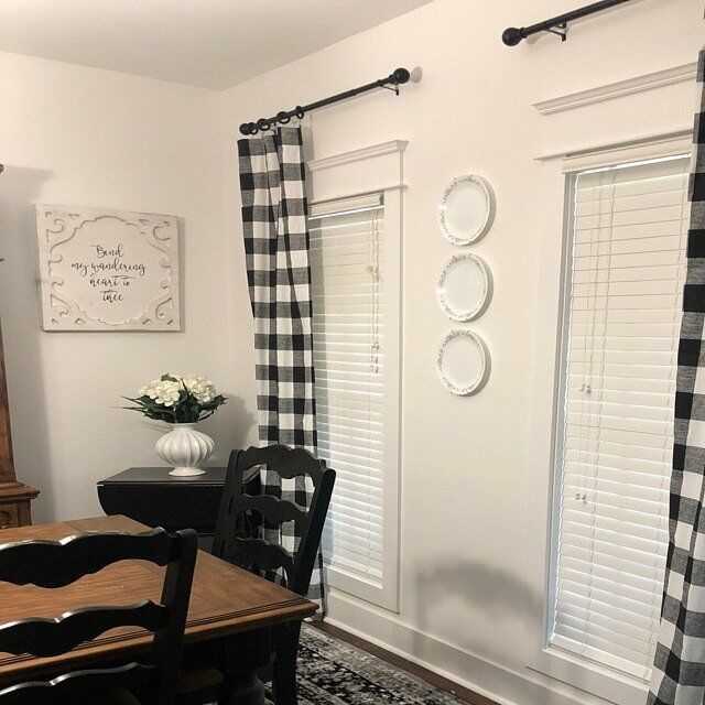 Plaid Buffalo Check Curtains Black And White Curtain Panels Country Decor With Regard To Barnyard Buffalo Check Rooster Window Valances (View 2 of 30)