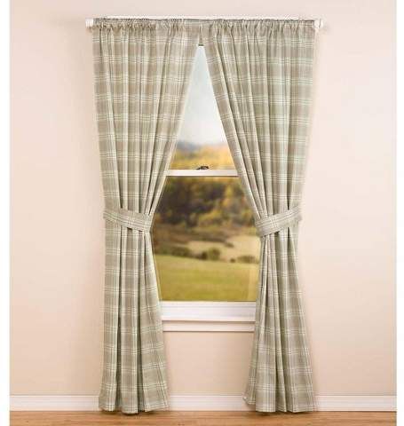 Plaid Lived Curtains – Shopstyle Throughout Twill 3 Piece Kitchen Curtain Tier Sets (View 38 of 42)