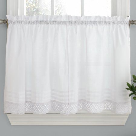 Pleated Crochet Kitchen Window Curtain Tier Pair Or Valance Intended For Pleated Curtain Tiers (Photo 1 of 50)