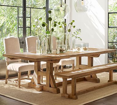 Popular Stafford Reclaimed Extending Dining Tables With Regard To Stafford Reclaimed Pine Extending Dining Table At Pottery (Photo 1 of 30)