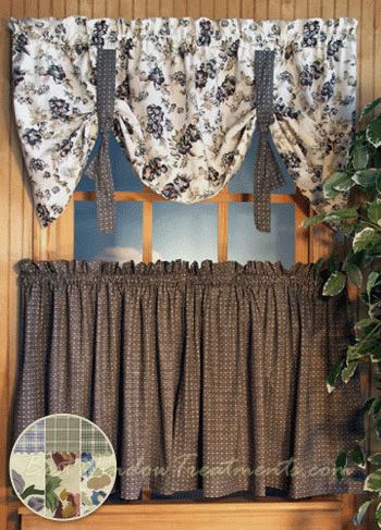 Potpourri Plaid And Floral Tier Curtains In Wedgewood Blue, Amethyst And  Multi/sage Colors Regarding Kitchen Curtain Tiers (View 3 of 50)