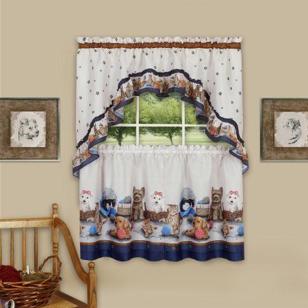 Precious Printed Tier And Swag Window Curtain Set | Products With Regard To Traditional Tailored Tier And Swag Window Curtains Sets With Ornate Flower Garden Print (View 14 of 30)