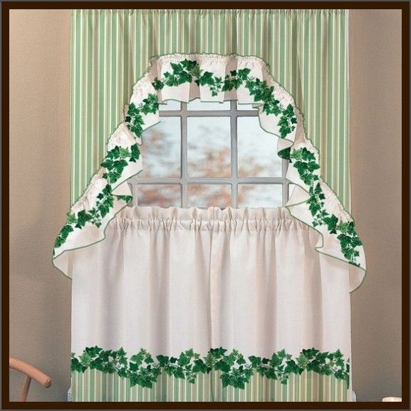 Pretty English Ivy Kitchen Curtains – Design Interior : Home Within Top Of The Morning Printed Tailored Cottage Curtain Tier Sets (View 8 of 50)