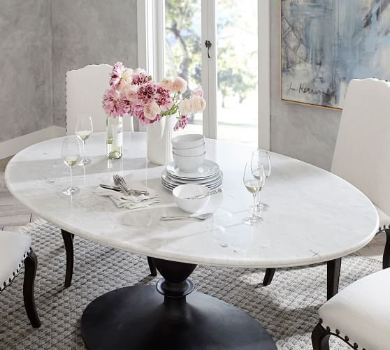Rae Round Marble Bistro Tables Inside Well Known Chapman Marble Oval Dining Table In 2019 