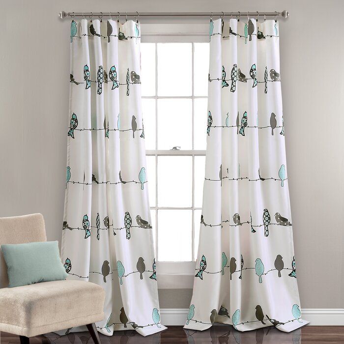 Recio Birds Room Darkening Thermal Rod Pocket Curtain Panels In Pastel Damask Printed Room Darkening Kitchen Tiers (Photo 36 of 50)