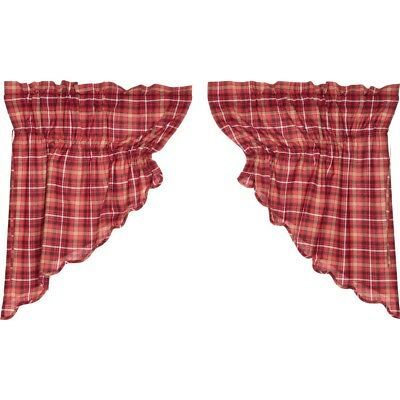 Red Rustic & Lodge Kitchen Curtains Harvey Cabin Prairie Swag Pair Cotton |  Ebay For Red Rustic Kitchen Curtains (Photo 13 of 30)