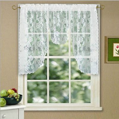 Reef Marine White Knit Lace Kitchen Curtains Choice Of Tier Intended For Marine Life Motif Knitted Lace Window Curtain Pieces (Photo 8 of 48)