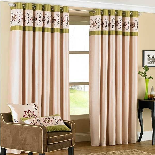 Riva Home Petra Floral Embroidered Faux Silk Eyelet Curtains Throughout Floral Embroidered Faux Silk Kitchen Tiers (View 21 of 50)