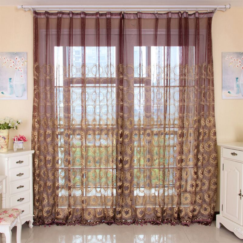 Romantic Yarn Fabric Patterned Burgundy Sheer Curtains | I With Regard To Burgundy Cotton Blend Classic Checkered Decorative Window Curtains (Photo 22 of 30)