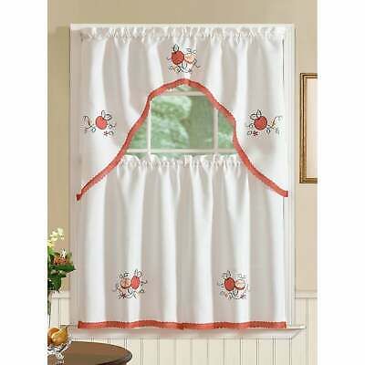 Rt Designers Collection Regal Embroidered Tier And Valance | Ebay In Fluttering Butterfly White Embroidered Tier, Swag, Or Valance Kitchen Curtains (Photo 38 of 50)