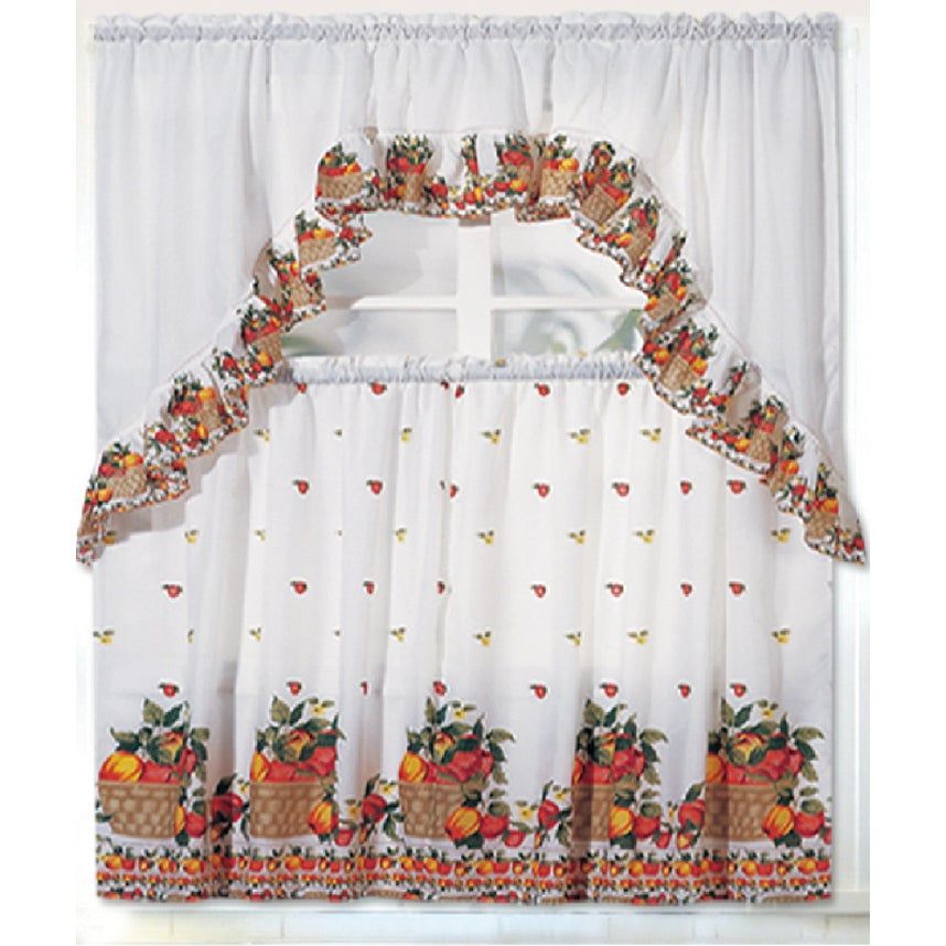 Rt Designers Collection Ruffle Fruit Basket Tier And Valance Kitchen  Curtain Set With Regard To Lemon Drop Tier And Valance Window Curtain Sets (Photo 28 of 30)