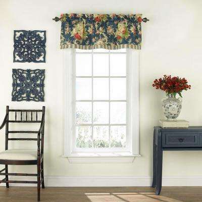 Sanctuary Rose Floral Window Valance In Heritage Blue – 52 In. W X 16 In. L With Regard To Waverly Kensington Bloom Window Tier Pairs (Photo 28 of 30)