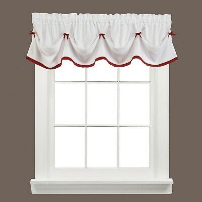 Saturday Knight Ltd. Madison Window Curtain Valance Berry White 58" X 13" |  Ebay Throughout Vertical Ruffled Waterfall Valances And Curtain Tiers (Photo 25 of 43)