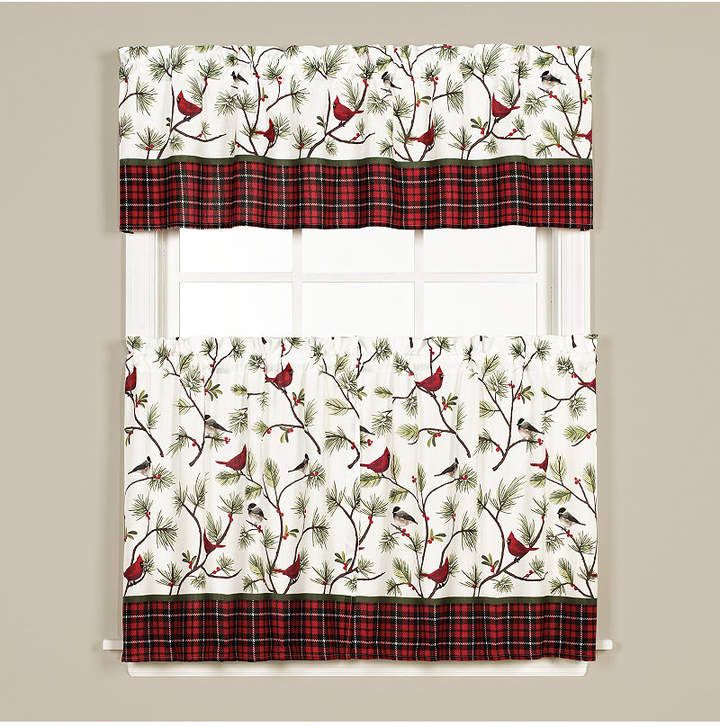 Saturday Knight Winter Birds 24 Inch Tier Pair | Products Within Fluttering Butterfly White Embroidered Tier, Swag, Or Valance Kitchen Curtains (Photo 27 of 50)