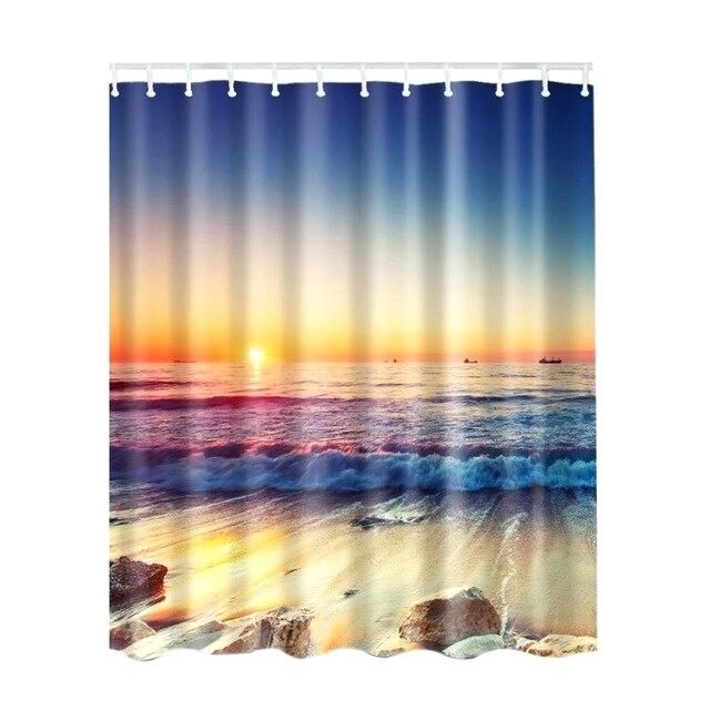 Sea Side Shower Curtain – Devreklam.co With Regard To Vintage Sea Shore All Over Printed Window Curtains (Photo 8 of 47)