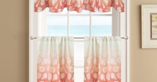 Seascape Lined 36" Window Curtain Tier Pair Coral | Curtains In Seabreeze 36 Inch Tier Pairs In Ocean (View 3 of 30)