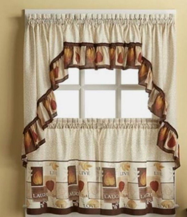 Sentiments Live Laugh Love Kitchen Tiers & Swag Valance Intended For Cotton Lace 5 Piece Window Tier And Swag Sets (Photo 34 of 50)