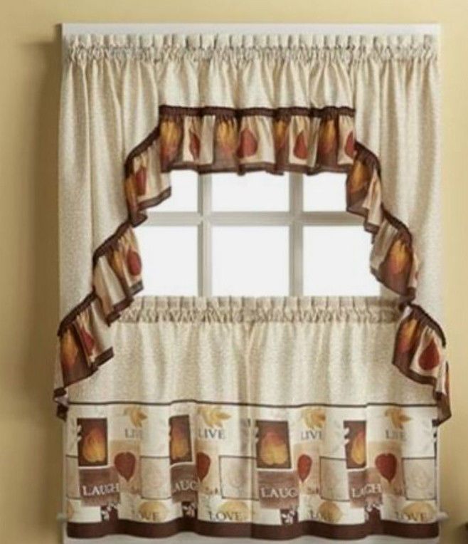 Sentiments Live Laugh Love Kitchen Tiers & Swag Valance Within Multicolored Printed Curtain Tier And Swag Sets (Photo 5 of 30)