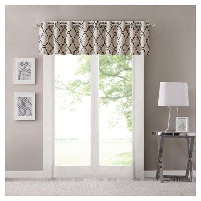 Sereno Fretwork Printed Valance Khaki (50"x18"), Green With Luxury Light Filtering Straight Curtain Valances (Photo 8 of 47)