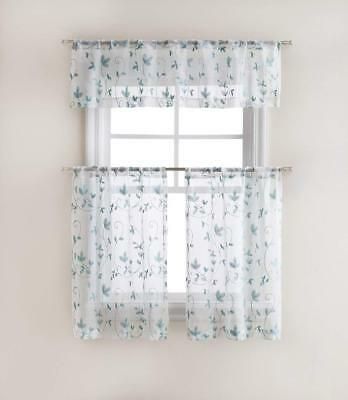 Set Of Two Goodgram Cassandra Floral Embroidered Kitchen Curtain Tier &  Valance | Ebay Within Urban Embroidered Tier And Valance Kitchen Curtain Tier Sets (Photo 18 of 30)