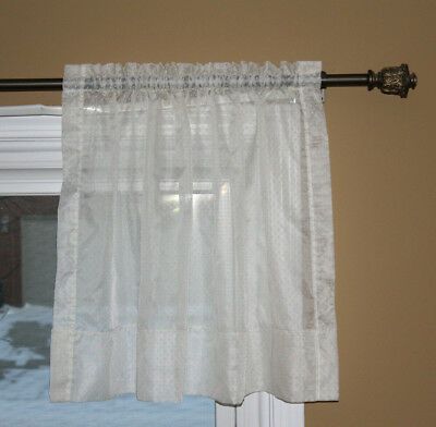 Sheer 2 Pc White Window Curtain Café/tier Set: 3d Soft Tufts Inside White Tone On Tone Raised Microcheck Semisheer Window Curtain Pieces (Photo 17 of 46)