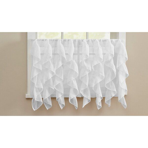 Sheer Cafe Curtains | Wayfair Pertaining To White Ruffled Sheer Petticoat Tier Pairs (Photo 19 of 30)