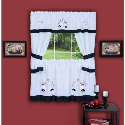 Sheer Gourmet Black Embellished Cottage Window Curtain Set – 58 In. W X 36  In. L Pertaining To Top Of The Morning Printed Tailored Cottage Curtain Tier Sets (Photo 33 of 50)
