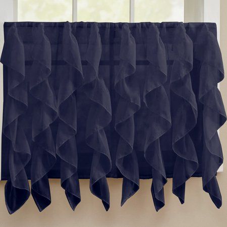Sheer Voile Vertical Ruffle Window Kitchen Curtain 24 Inch Inside Vertical Ruffled Waterfall Valances And Curtain Tiers (Photo 1 of 43)