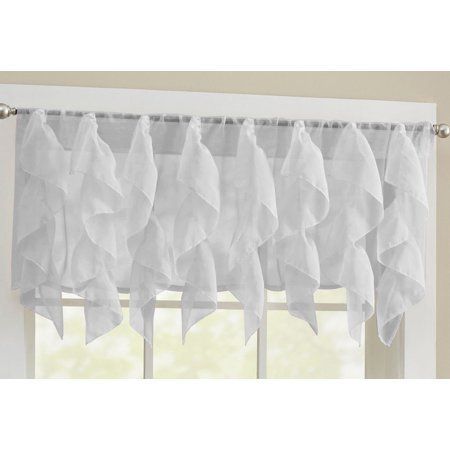 Sheer Voile Vertical Ruffle Window Kitchen Curtain 24 Inch With Chic Sheer Voile Vertical Ruffled Window Curtain Tiers (Photo 1 of 50)
