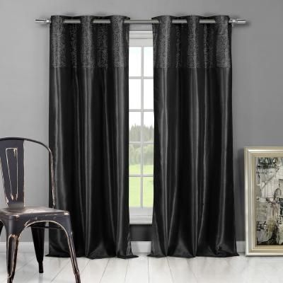 Skl Home Grandin 40 In. W X 84 In. L Polyester Window Panel With Grandin Curtain Valances In Black (Photo 28 of 30)