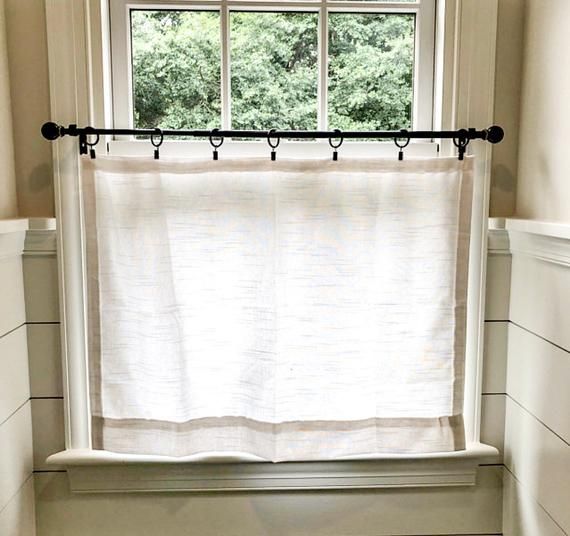Solid Cotton Linen (look) Texture Cafe Curtains , Tier Curtains, Kitchen  Curtains, Bathroom Curtains , Window Treatments, Farmhouse Style With Regard To Coffee Drinks Embroidered Window Valances And Tiers (View 21 of 45)