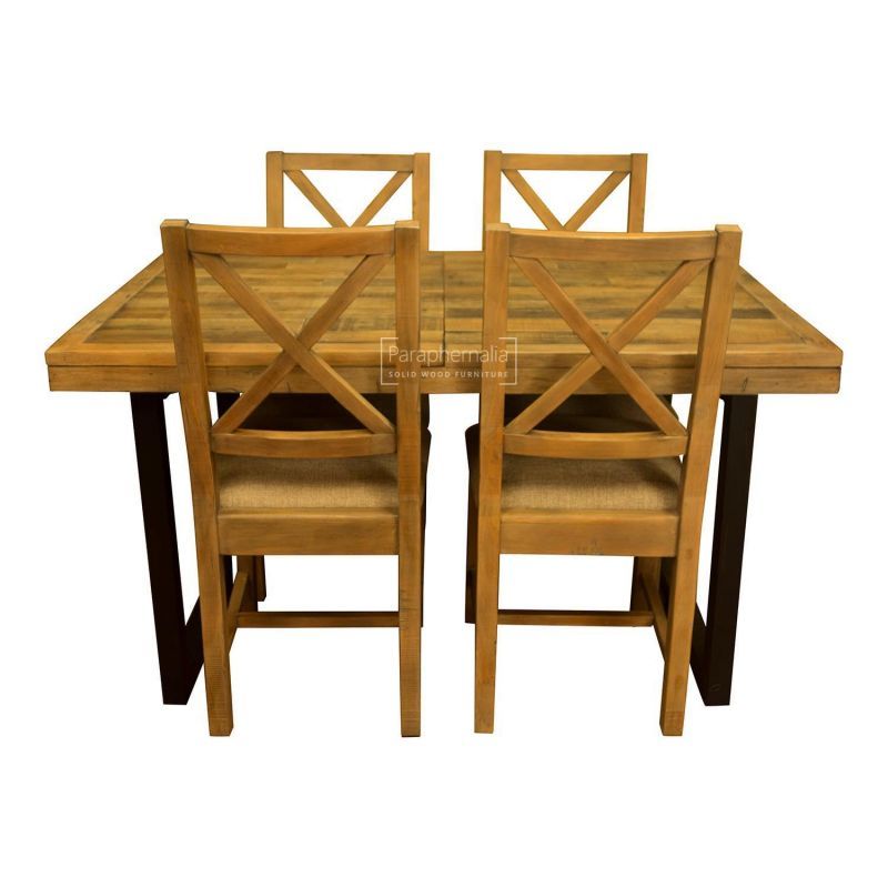 Stafford Reclaimed Extending Dining Tables For Popular Dalat Industrial Dining Set – Extending Table & Four Chairs ( Reclaimed  Wood Dining Set ) (View 23 of 30)