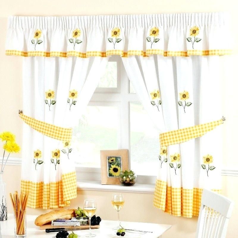 Sunflower Curtains Kitchen Decor Above Is Part Of A Theme Inside Traditional Tailored Window Curtains With Embroidered Yellow Sunflowers (Photo 20 of 30)