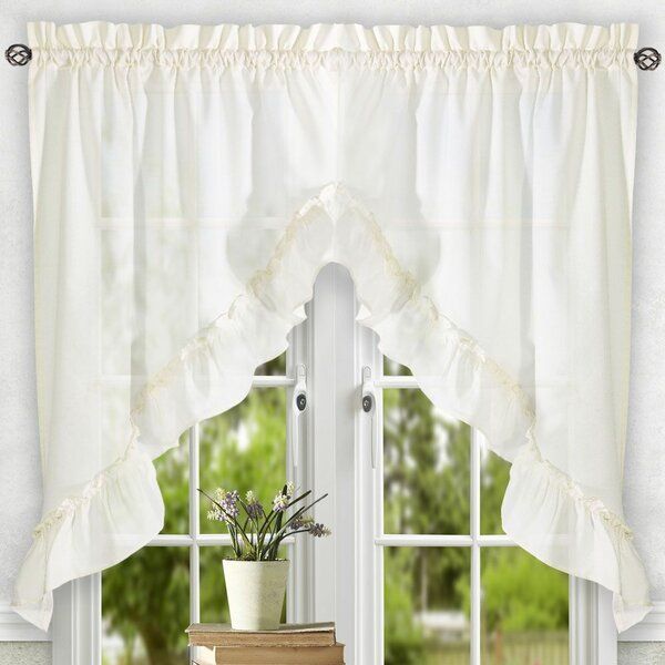 Swag Bedroom Curtains | Wayfair Throughout Traditional Tailored Tier And Swag Window Curtains Sets With Ornate Flower Garden Print (Photo 20 of 30)