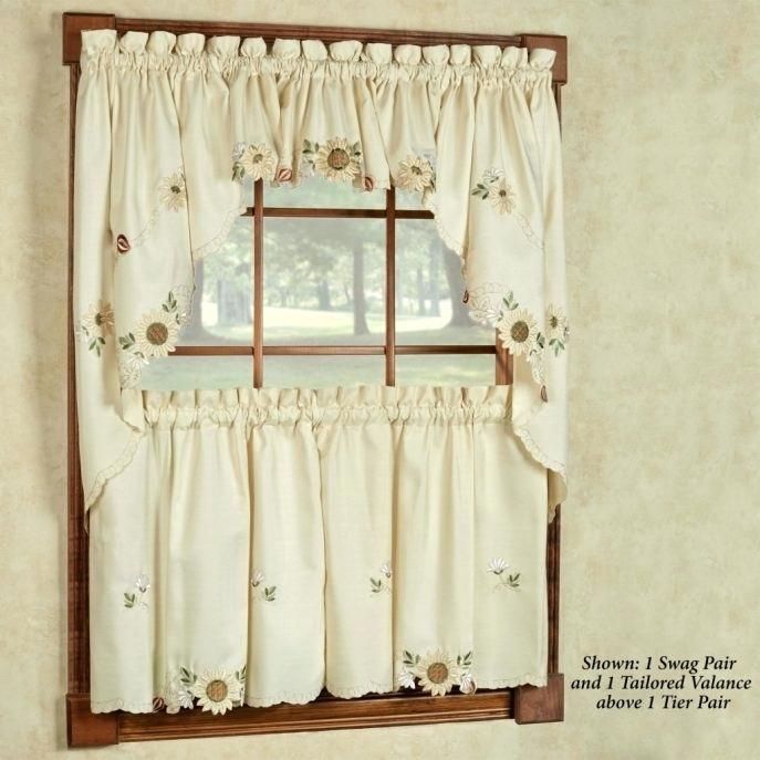 Swag Window Curtains – Uknatura In Traditional Two Piece Tailored Tier And Swag Window Curtains Sets With Ornate Rooster Print (Photo 28 of 50)