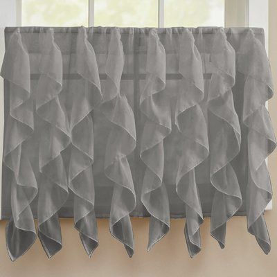 Sweet Home Collection Chic Sheer Voile Vertical Ruffle Regarding Vertical Ruffled Waterfall Valance And Curtain Tiers (View 15 of 30)