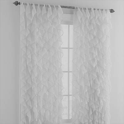 Sweet Home Collection Chic Sheer Voile Vertical Ruffle Within Vertical Ruffled Waterfall Valances And Curtain Tiers (View 7 of 43)