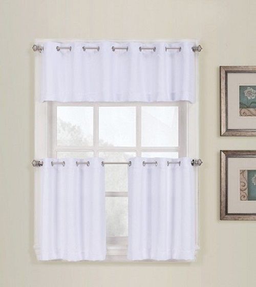 Sweet Home Collection Tsv 734 36 Wht 3 Piece Kitchen Curtain Set – Valance  And Choice Of 36" Tier Pair Intended For Luxurious Kitchen Curtains Tiers, Shade Or Valances (Photo 42 of 50)