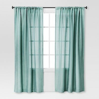 Threshold Blue Solid Metallic Light Filtering (1) Curtain Pertaining To Luxury Light Filtering Straight Curtain Valances (View 6 of 47)