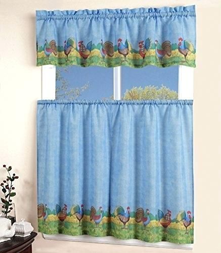 Tier Window Curtains – Tomasloewy Inside Traditional Two Piece Tailored Tier And Swag Window Curtains Sets With Ornate Rooster Print (View 18 of 50)