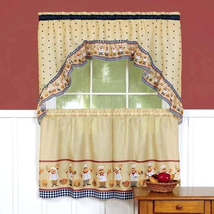 Tier Window Curtains – Tomasloewy Inside Traditional Two Piece Tailored Tier And Swag Window Curtains Sets With Ornate Rooster Print (Photo 6 of 50)