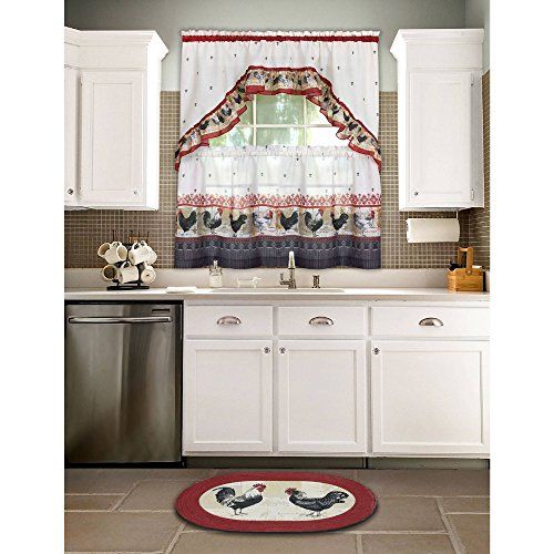 Top 20 Cabin Curtains – Top Decor Tips Regarding Traditional Two Piece Tailored Tier And Swag Window Curtains Sets With Ornate Rooster Print (Photo 7 of 50)