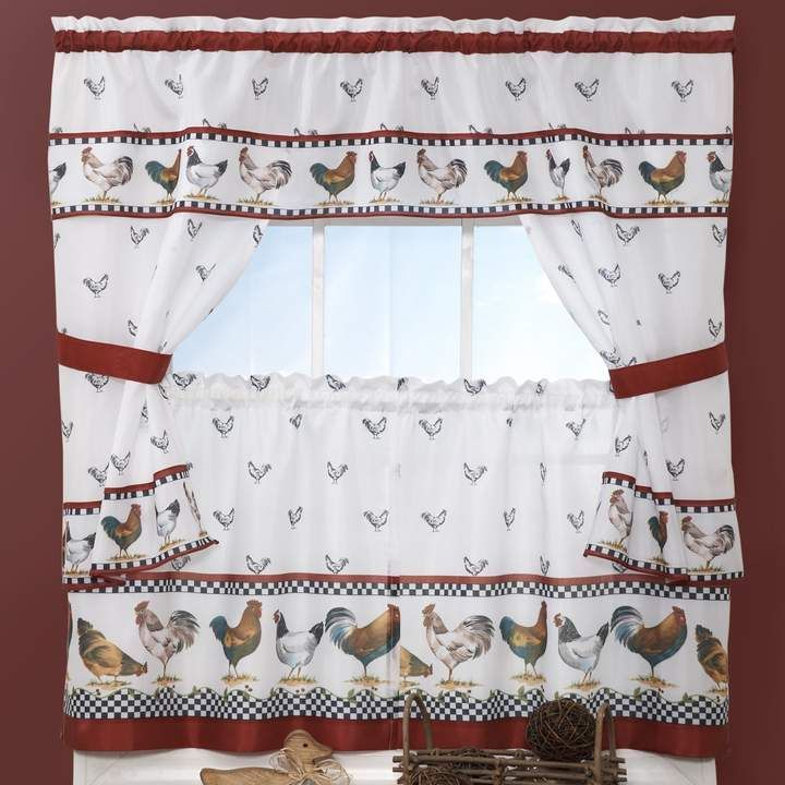 Top Of The Morning Rooster 5 Piece Cottage Tier Swag Kitchen For Top Of The Morning Printed Tailored Cottage Curtain Tier Sets (Photo 1 of 50)