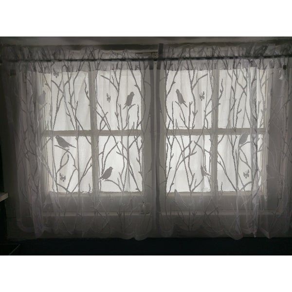 Top Product Reviews For White Knit Lace Bird Motif Window For White Knit Lace Bird Motif Window Curtain Tiers (View 7 of 50)