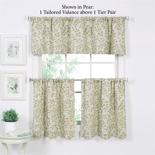 Tranquil Leaf Design Tier Window Treatment For Tranquility Curtain Tier Pairs (Photo 6 of 30)