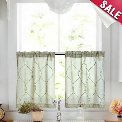 Trellis Pattern Embroidered Kitchen Tier Curtains And Valance Sets For  Bathroom | Ebay Pertaining To Trellis Pattern Window Valances (View 18 of 50)