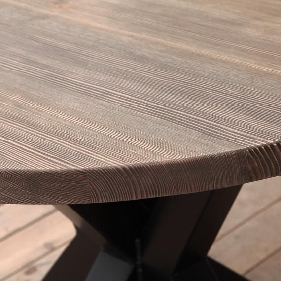 Trendy Clyde Round Solid Wood Industrial Dining Table For Clyde Round Bar Tables (View 9 of 20)