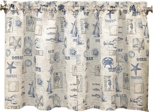 Troskythe Sea Printed Ocean Beach Kitchen Tier Curtain With Twill 3 Piece Kitchen Curtain Tier Sets (View 33 of 42)