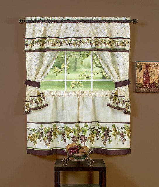 Tuscany Cottage Set – 57"x36" Tier Pair/57"x36" Tailored Topper, Multi Throughout Tailored Toppers With Valances (Photo 15 of 30)