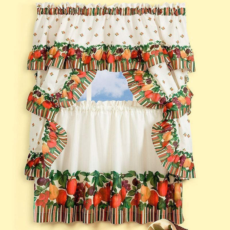 Tuttie Fruitie 5 Pc. Medium Swag Tier Cottage Kitchen With Cotton Lace 5 Piece Window Tier And Swag Sets (Photo 5 of 50)
